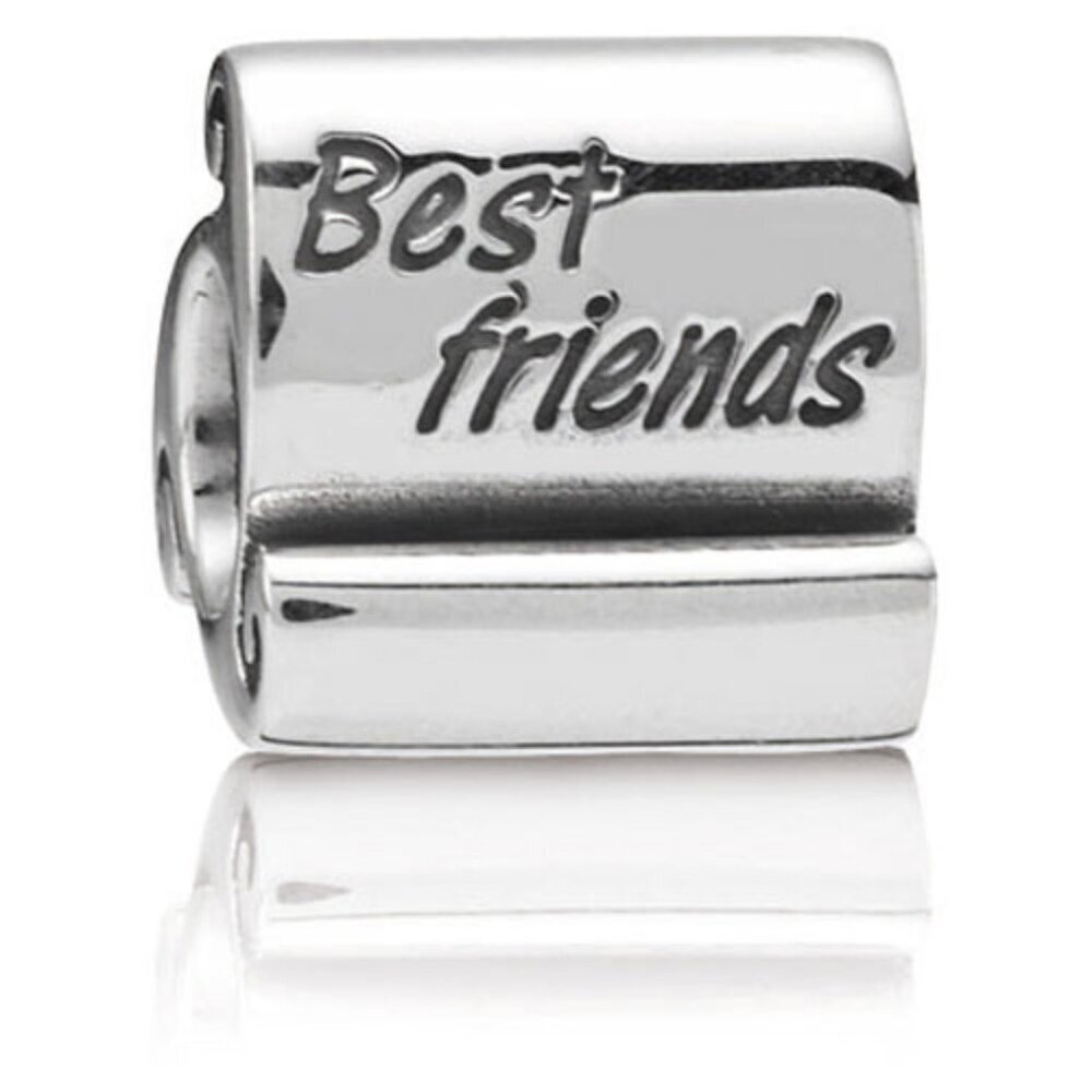 PANDORA Best Friends Scroll Charm Authentic Sterling Silver Friendship Love